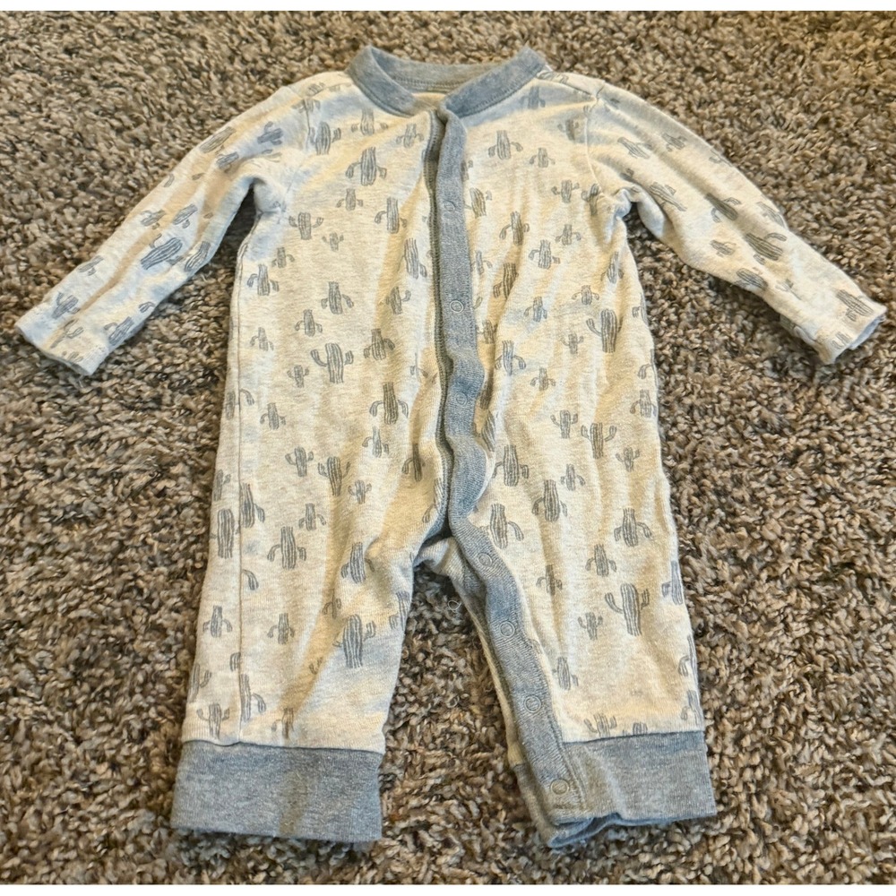 Old Navy Baby Boy One Piece Long Sleeve Cotton Outfit Cactus Pattern 0-3 months